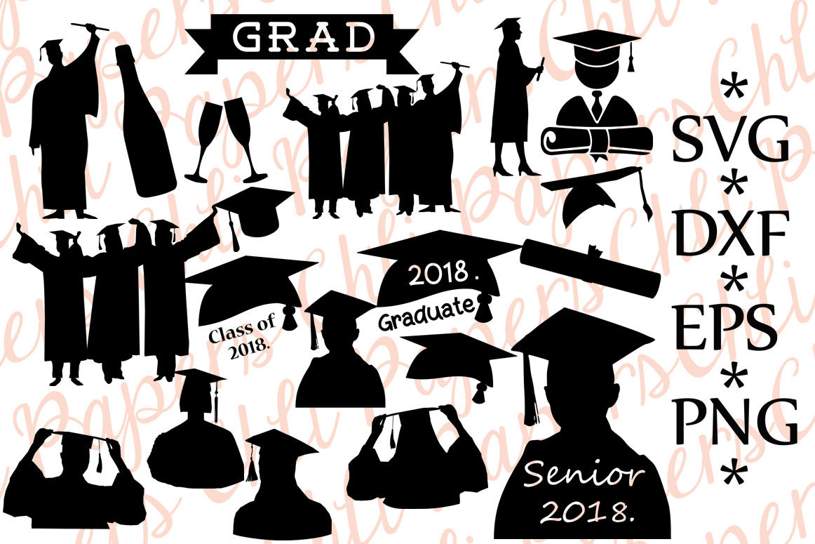 Graduation Silhouette Svg Graduation Cut File Class Of 2018 By Chilipapers Thehungryjpeg Com