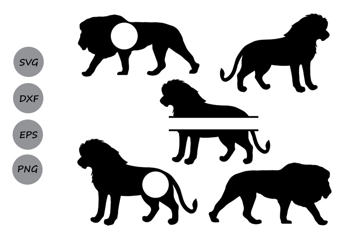 Download Lion Svg Lion Monogram Svg Animal Svg Lion Silhouette Dxf Svg By Cosmosfineart Thehungryjpeg Com