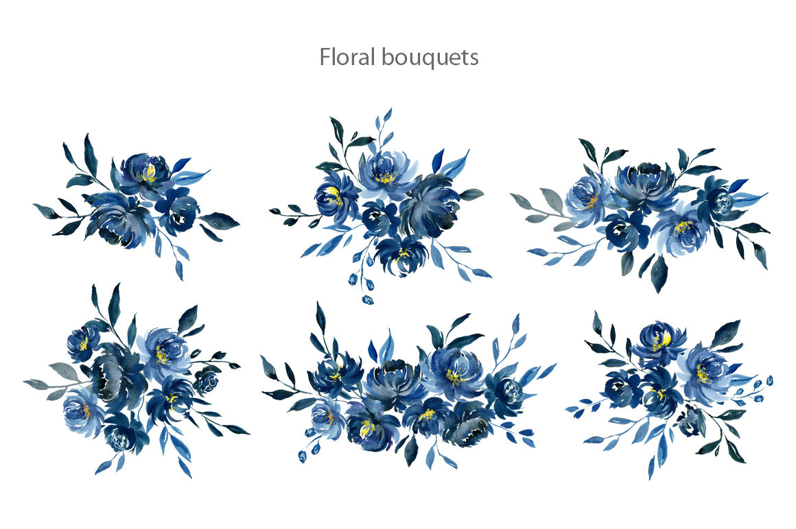 Navy Blue Watercolor Peonies Flowers By Watercolorflowers Thehungryjpeg Com