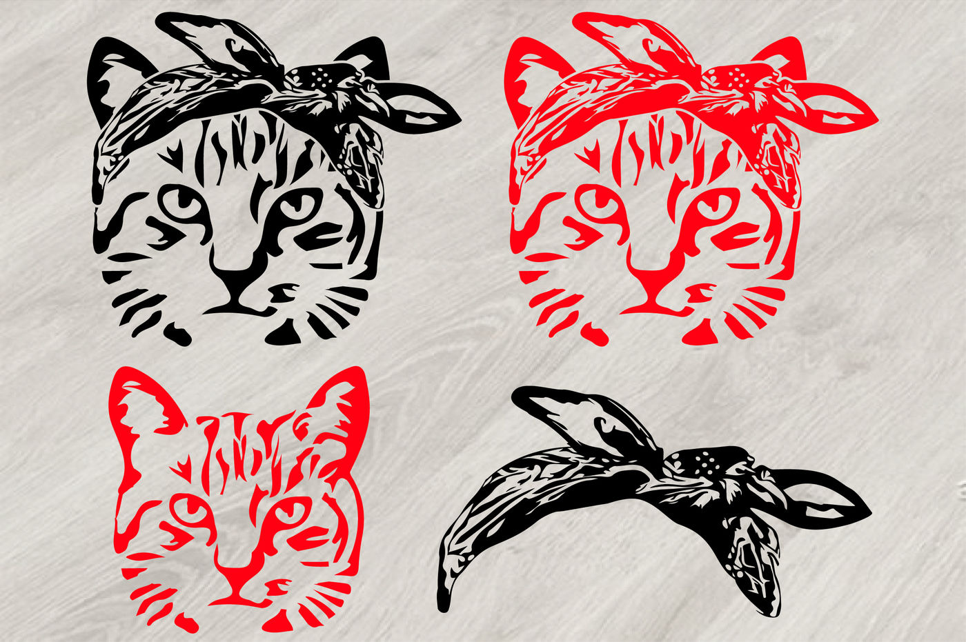 Download Cat Head whit Bandana Silhouette SVG cut layer Kitten ...