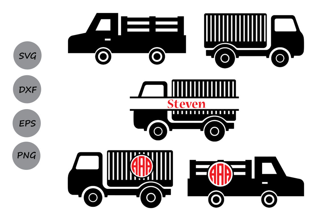Truck Svg Truck Monogram Svg Old Truck Svg Lorry Svg Dxf Svg By Cosmosfineart Thehungryjpeg Com