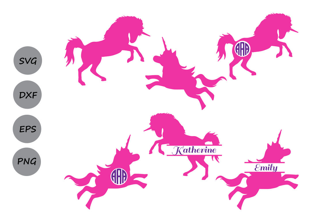 Unicorn Svg files, unicorn monogram svg, Unicorn Silhouette svg. By