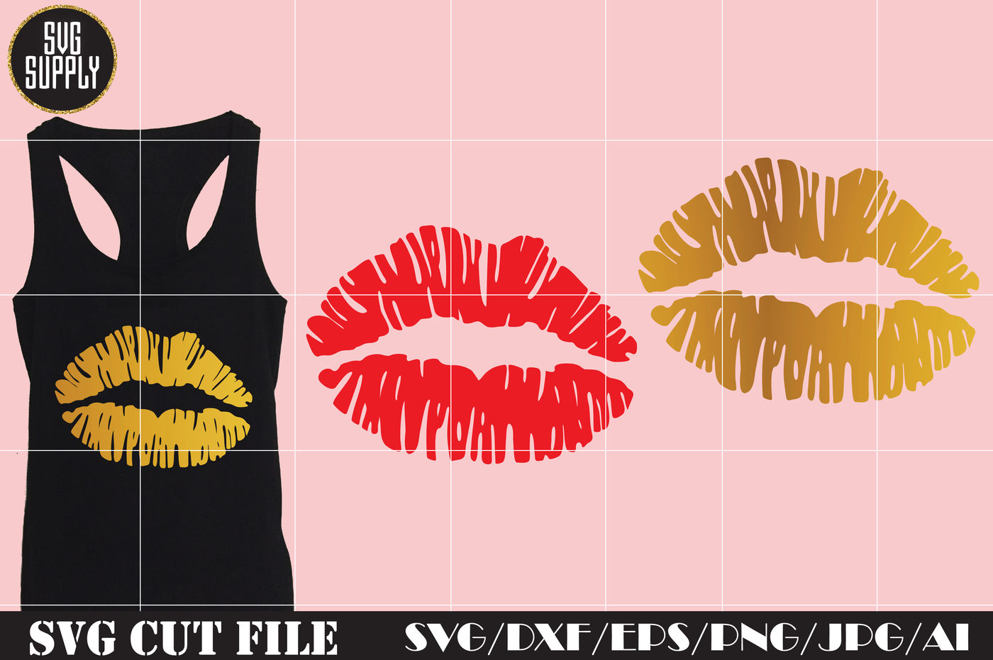 Gold Lips SVG Cut File By SVGSUPPLY | TheHungryJPEG.com