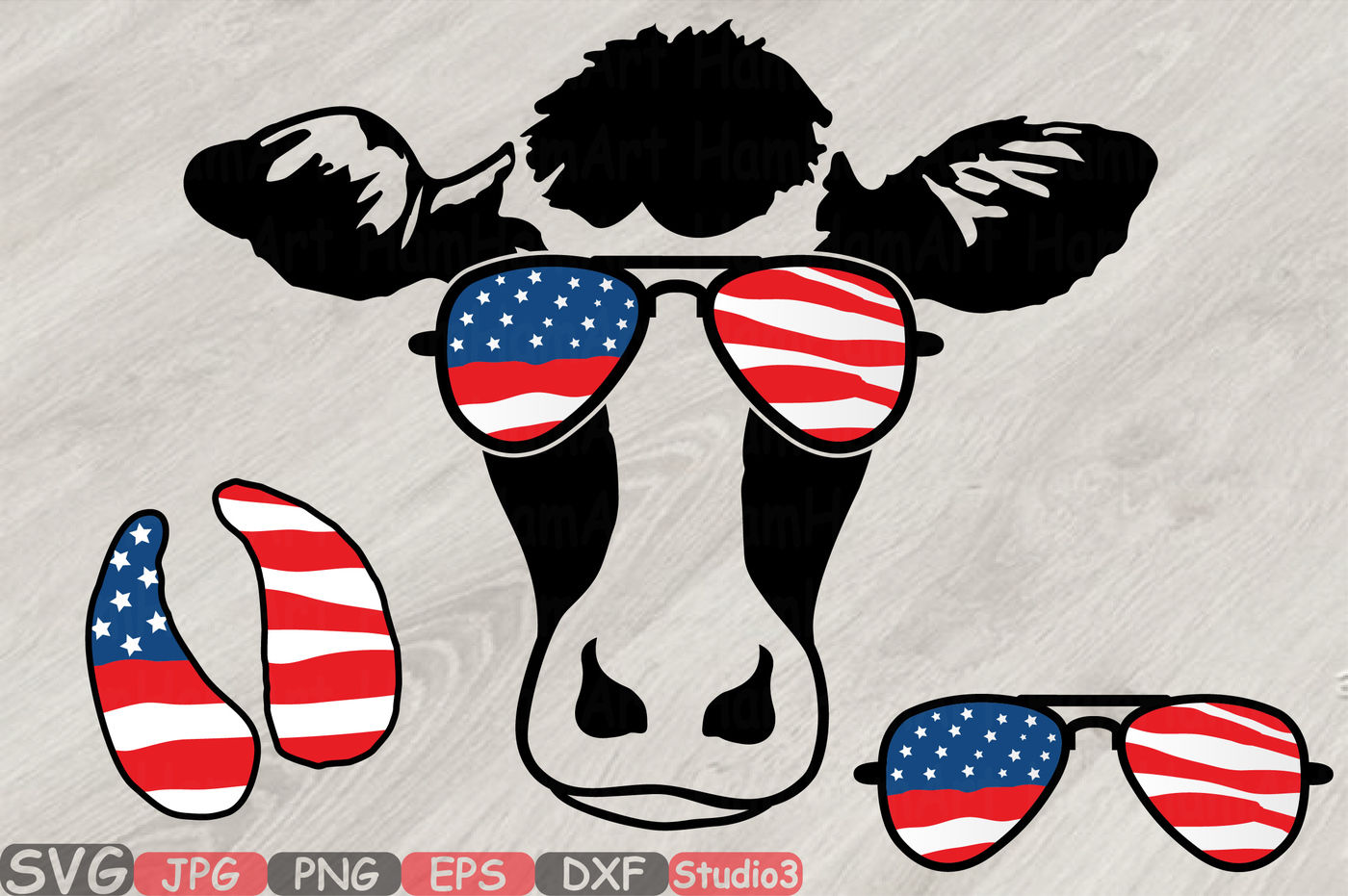 Download Cow USA Flag Glasses Silhouette SVG cowboy western 4th ...