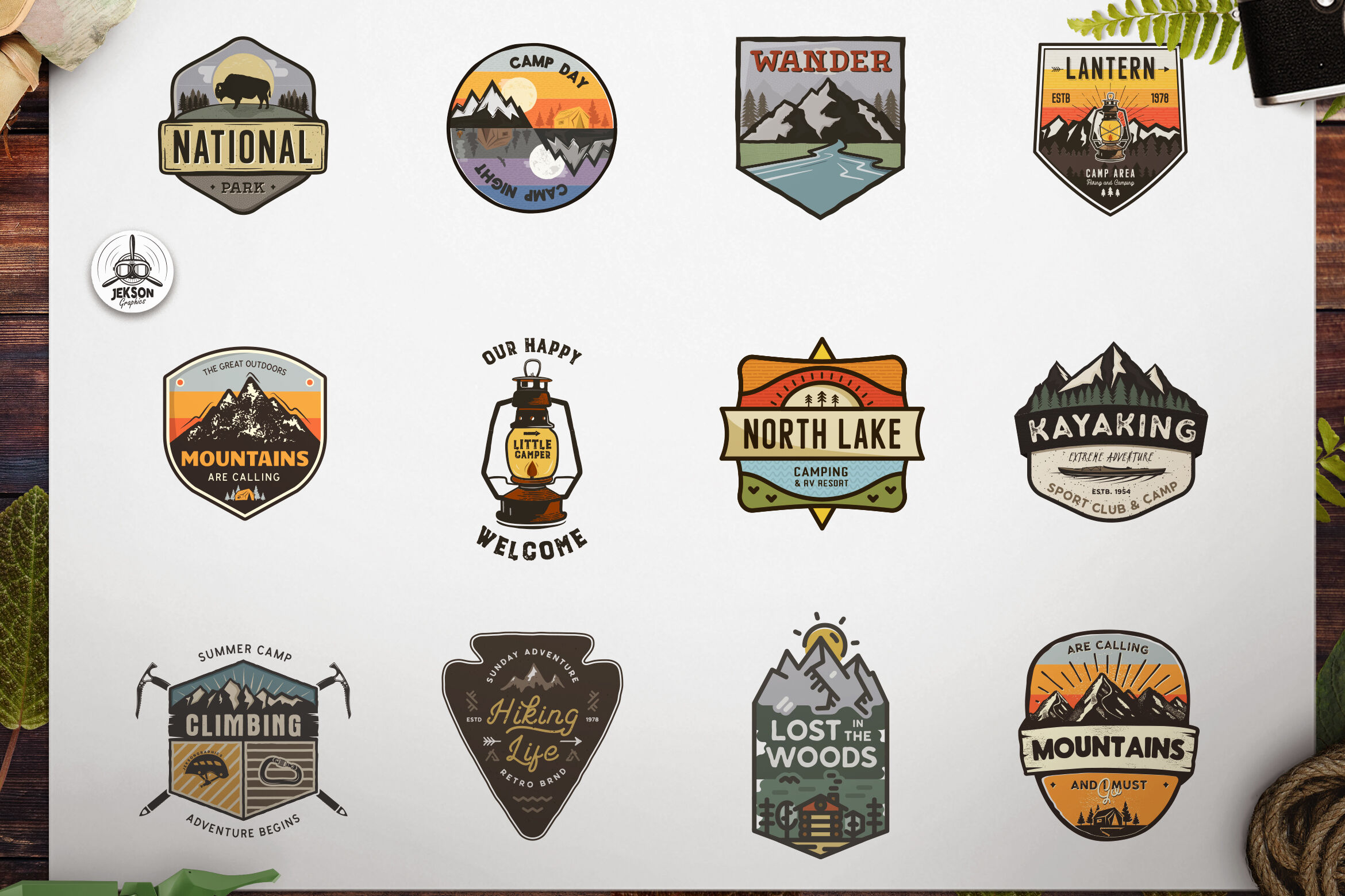 Retro Camp Badges / Outdoor Patches By Jekson Graphics