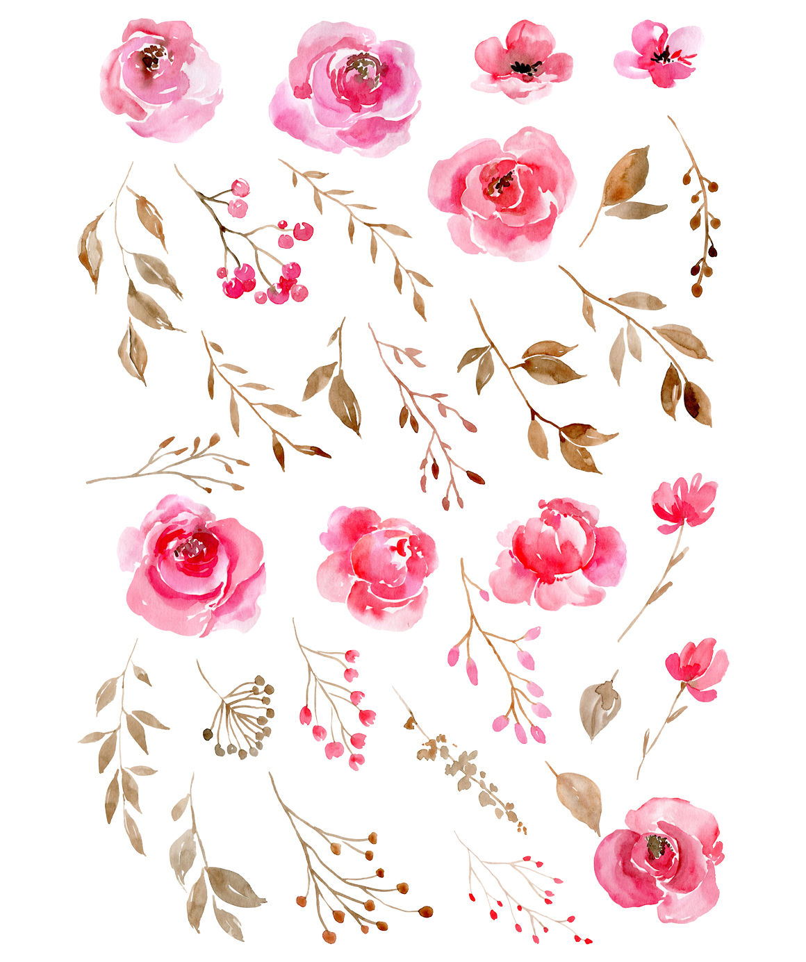 Romantic Watercolor Pink Flowers PNG By WatercolorFlowers ...