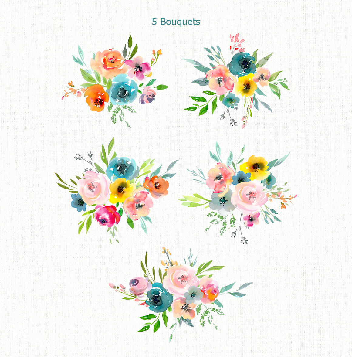 Download Bright Watercolor Floral PNG Collection (flowers, bouquets, wreath) By WatercolorFlowers ...