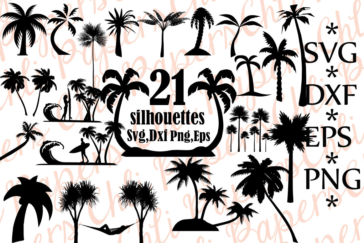 Palm Tree Silhouette,PALM TREE SVG, Palm Tree Clipart By ChiliPapers | TheHungryJPEG.com