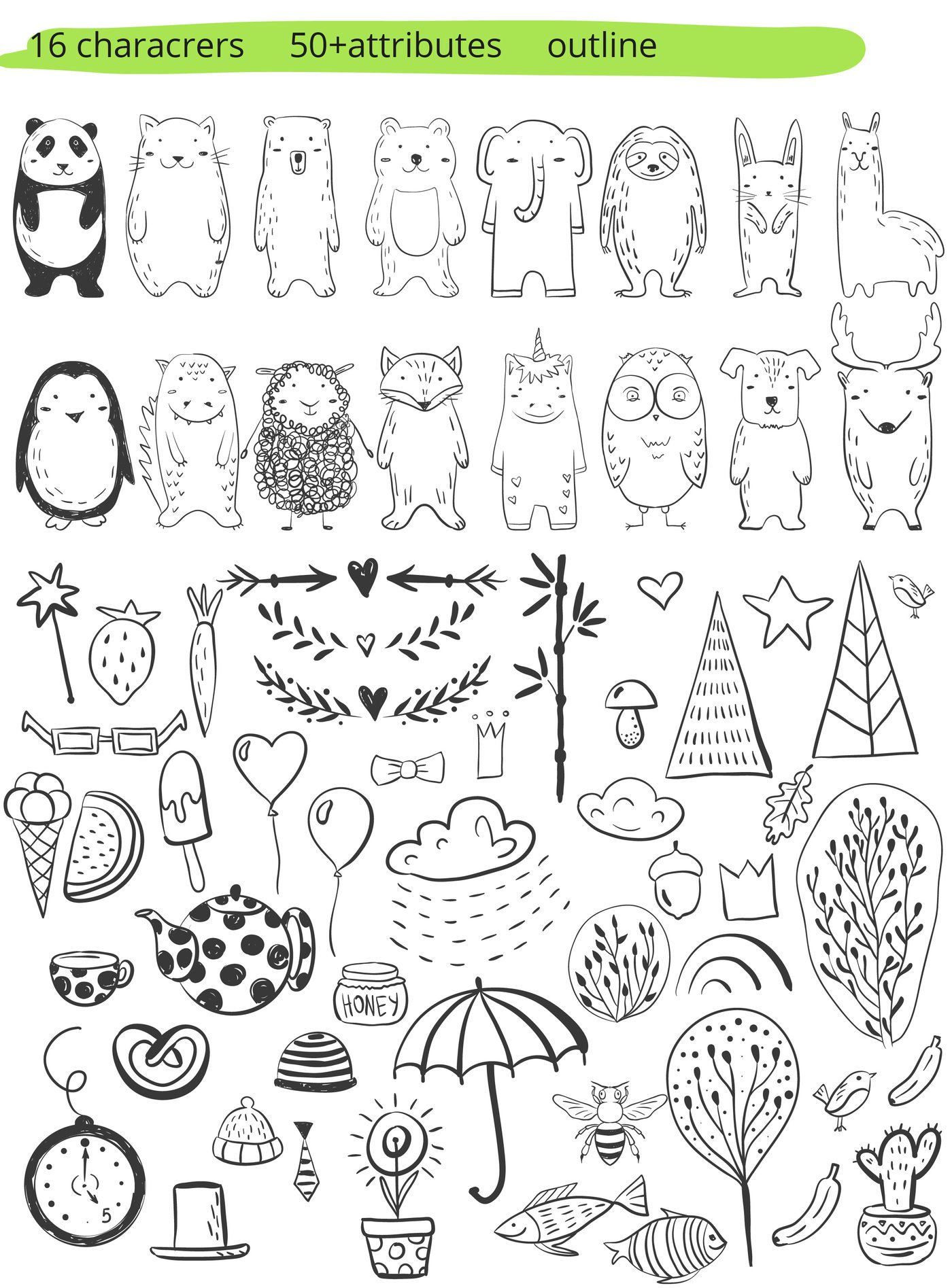 Little Zoo. Characters and patterns! By KatiaZhe | TheHungryJPEG