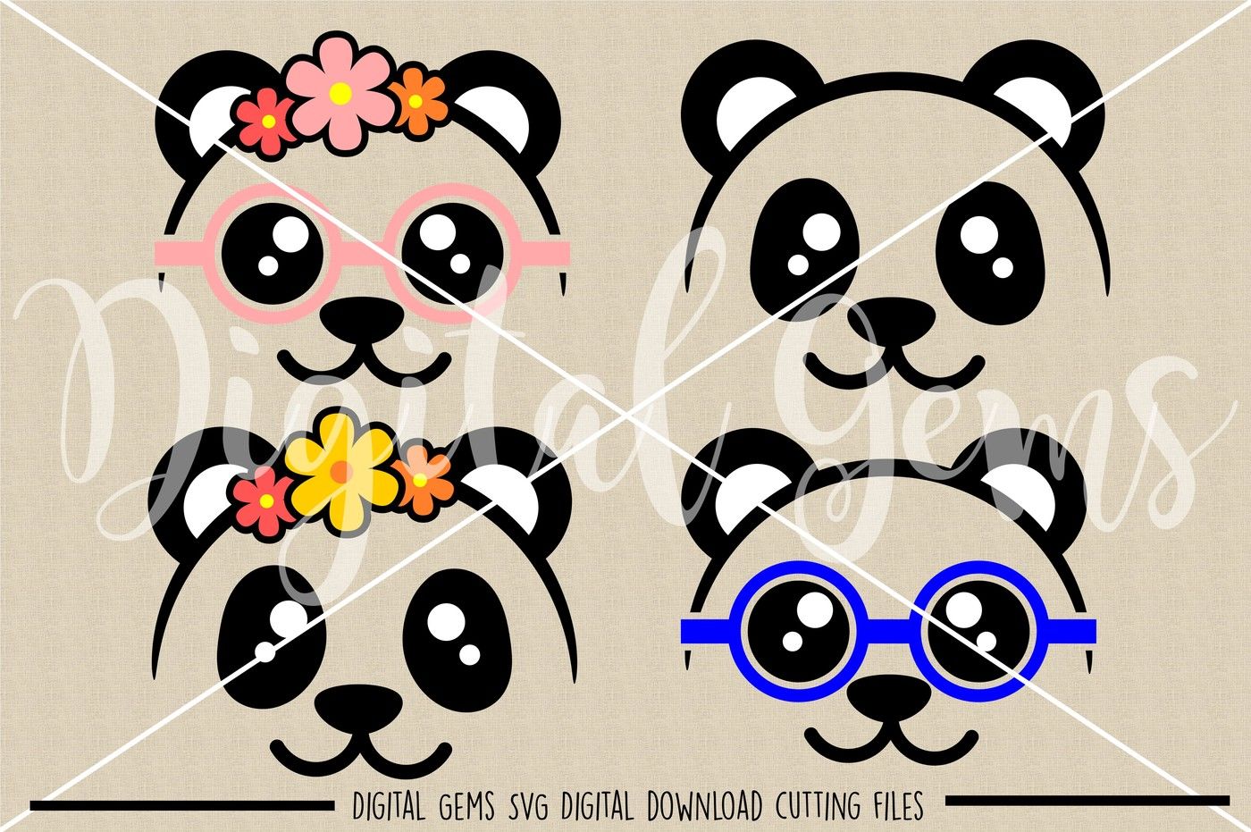 Panda Face Svg Dxf Eps Png Files By Digital Gems Thehungryjpeg Com