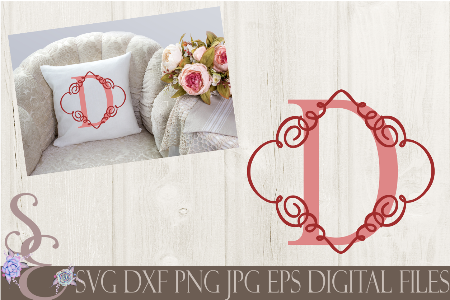Download Letter D Initial Swirl Border Monogram SVG By ...