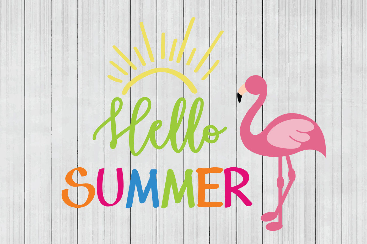 Hello Summer SVG, Flamingo SVG, DXF File, Cuttable File By ...