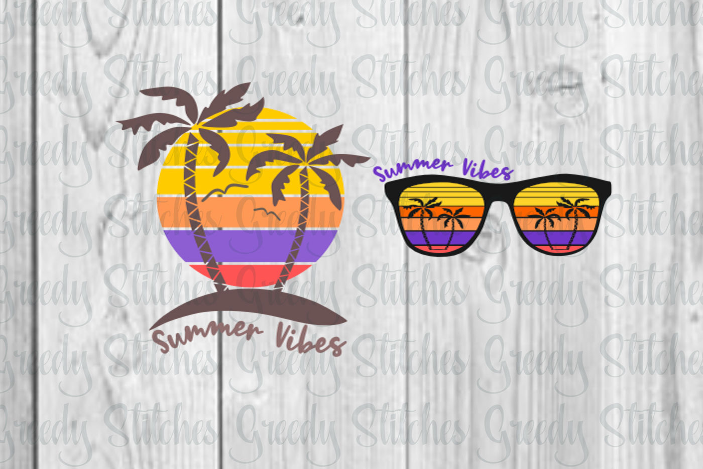 Download Summer Vibes Palm Tree Sunset SVG/PNG Set By Greedy ...