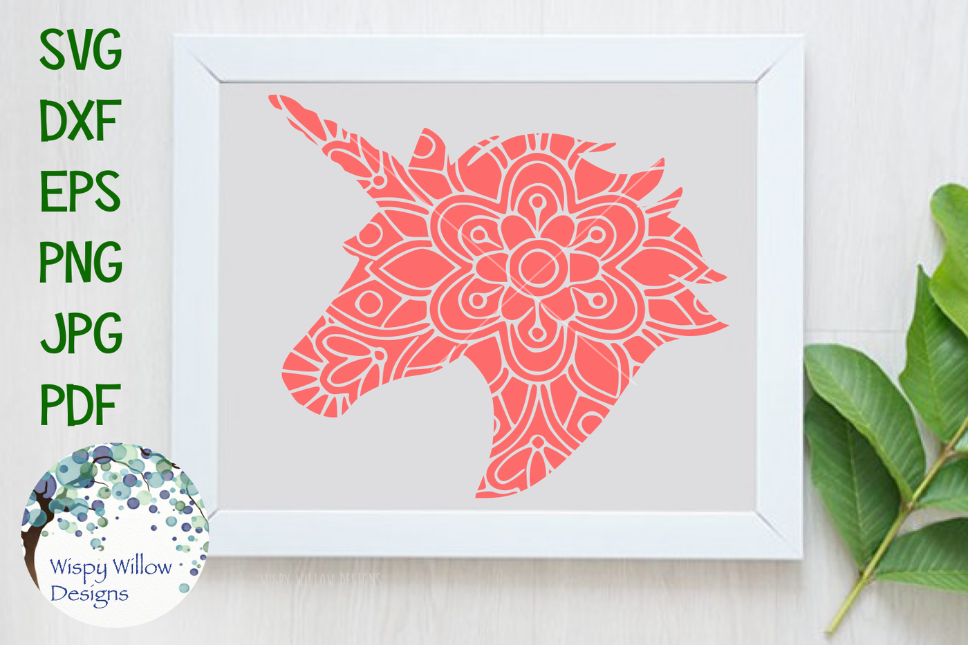 Download Unicorn Head Mandala SVG/DXF/EPS/PNG/JPG/PDF By Wispy Willow Designs | TheHungryJPEG.com