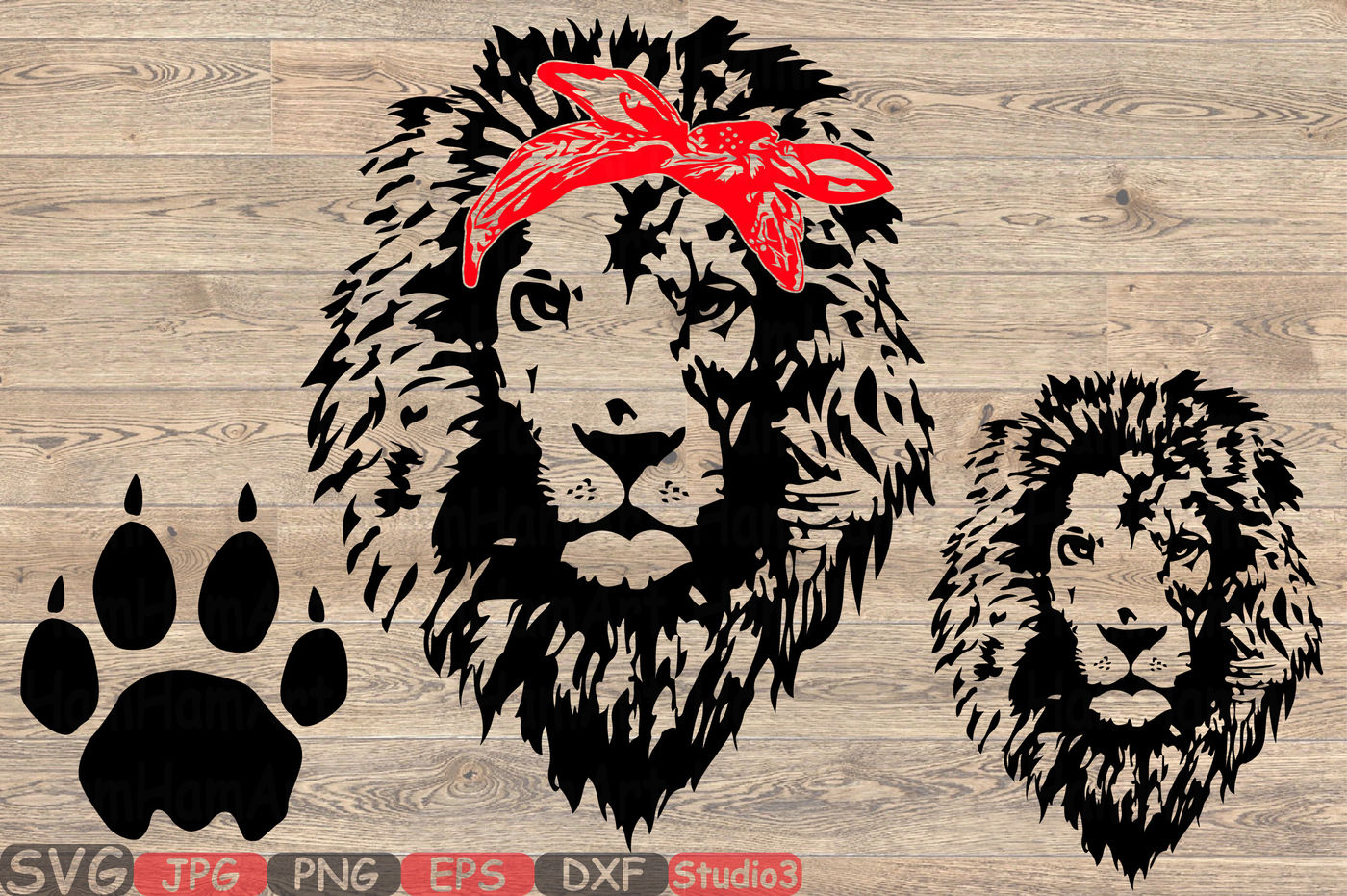 Download Lion Head Whit Bandana Silhouette Svg Wild Animal African King 850s By Hamhamart Thehungryjpeg Com