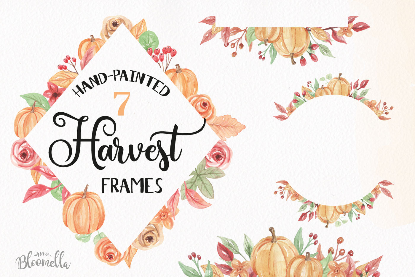 Watercolor Pumpkin Frames Clipart Harvest Autumn Fall ...