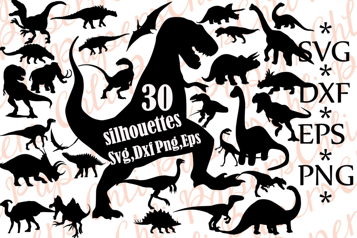 Dinosaurs Silhouettes Svg.DINOSAURS CLIPART,Dinosaur vector By