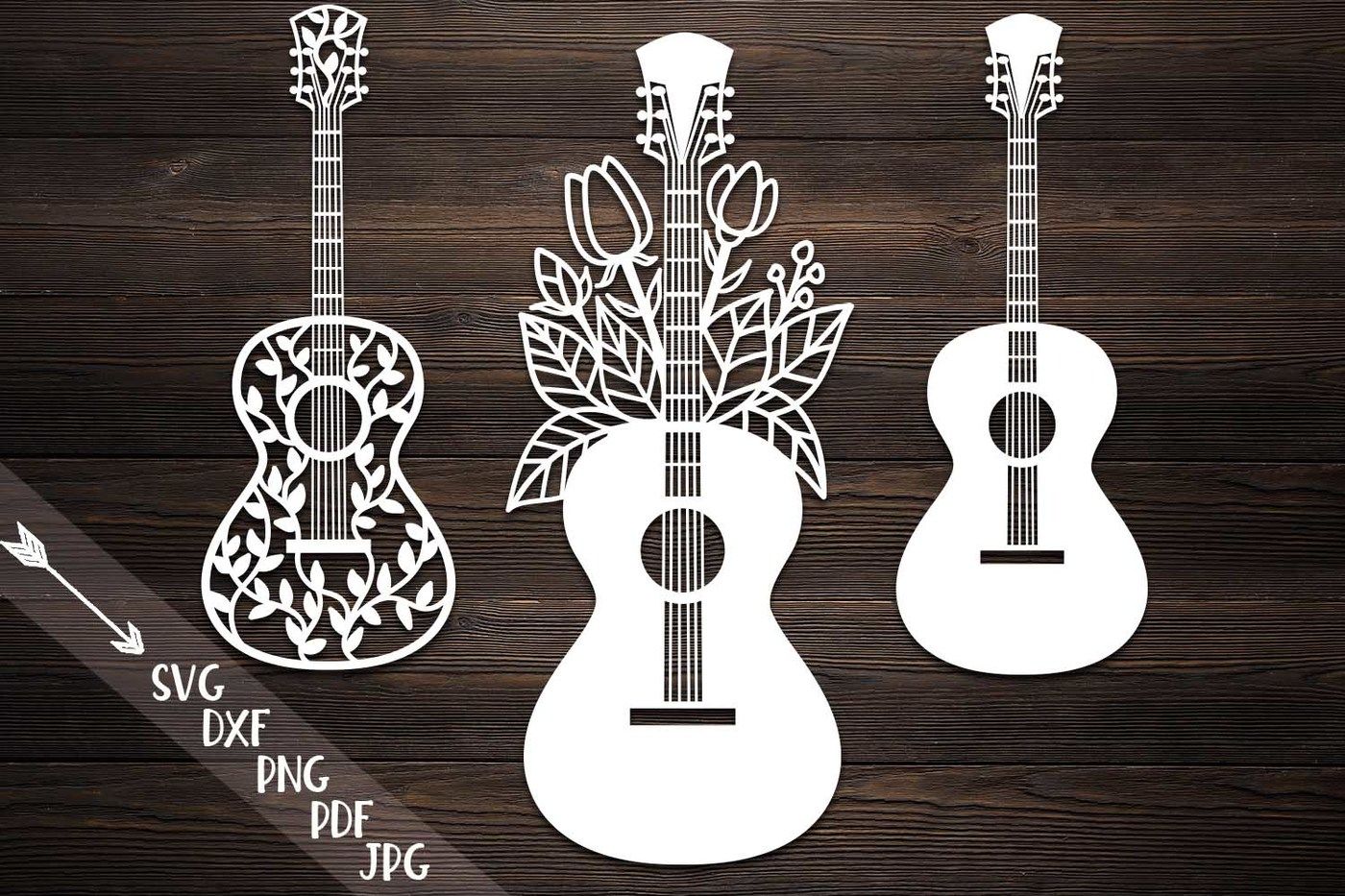 Download Guitar Svg Papercutting Template Guitar With Flowers Laser
