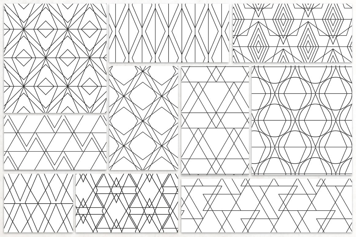  Simple Line Geometric Patterns  By PeDeDesigns 