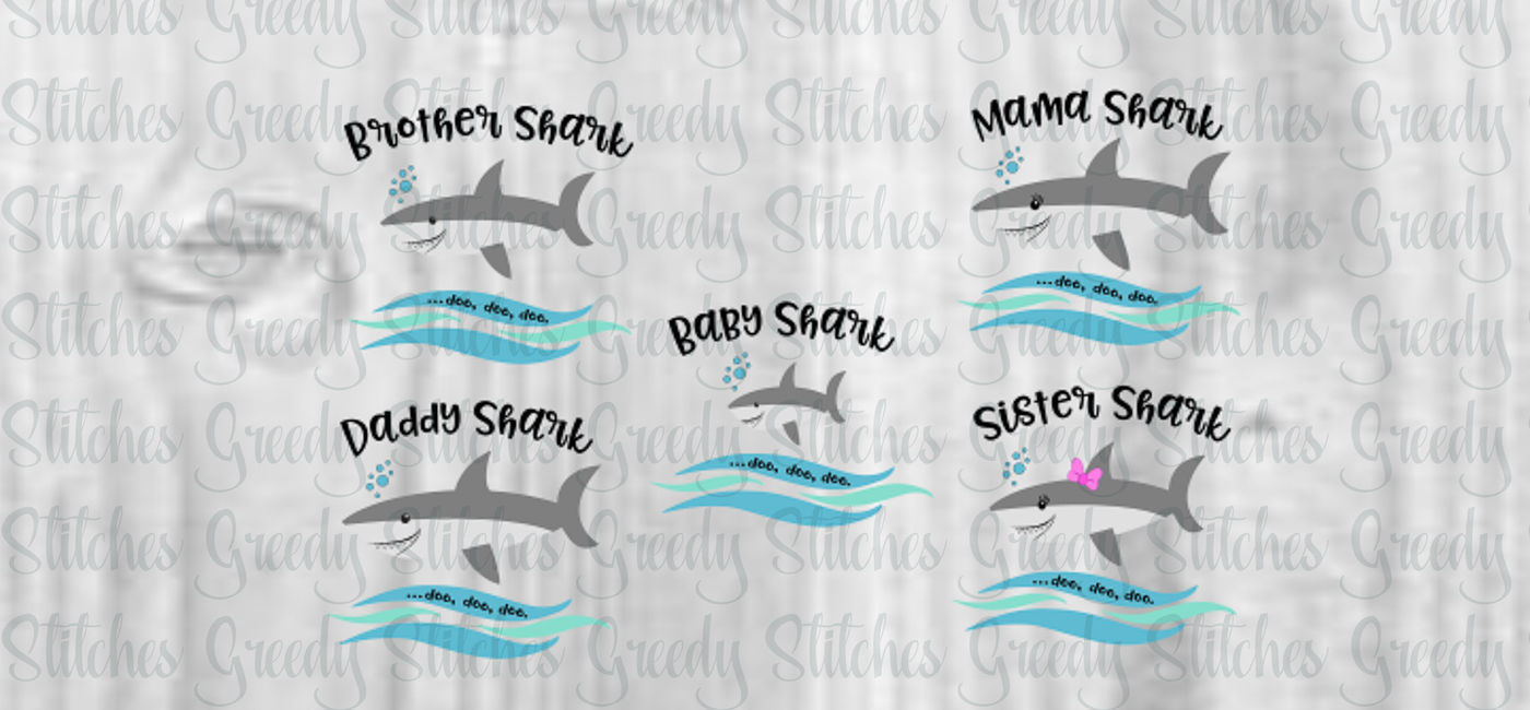 Download Shark Family SVG/DXF/EPS/PNG Bundle By Greedy Stitches ...