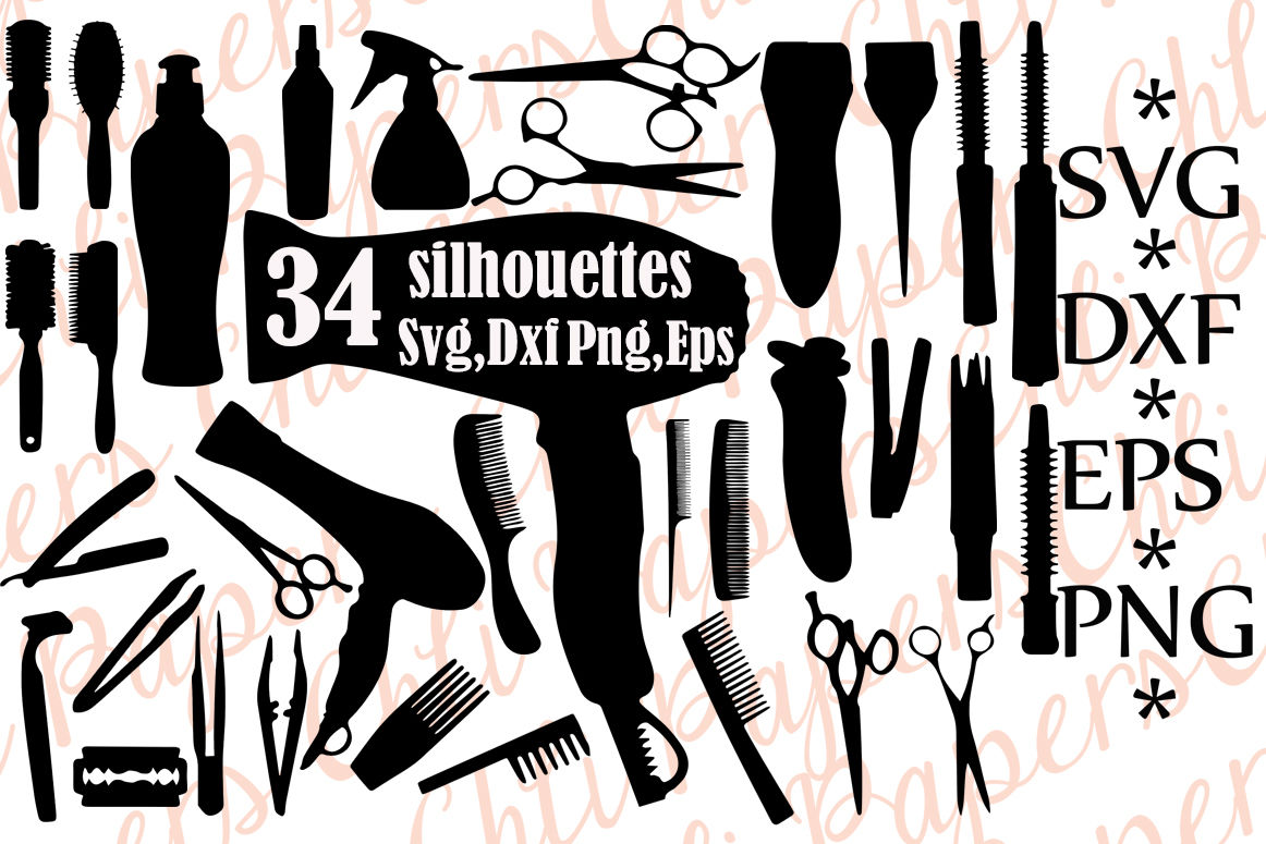 Download Hair Comb Silhouette Svg,HAIRDRESSER TOOLS, Barber Clipart,Comb Clip By ChiliPapers ...