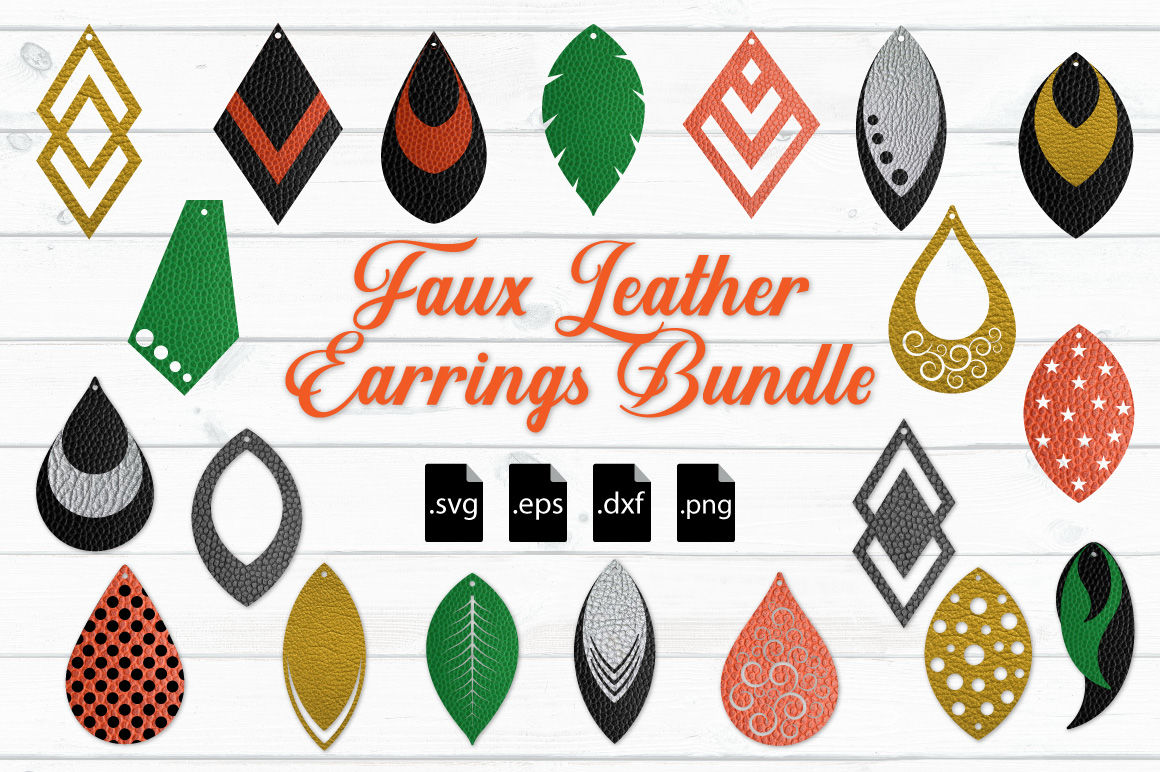 Faux Leather Earrings Bundle: SVG, EPS, DXF, PNG By Craft ...