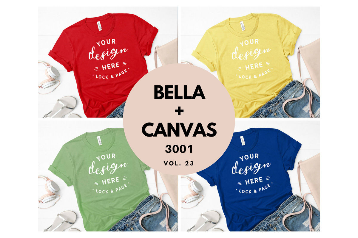 Bella Canvas 3001 T Shirt Mockup Flat Lay Bundle Vol 23 By Lock And Page Thehungryjpeg Com