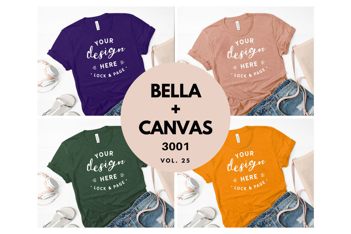 Download Bella Canvas 3001 T Shirt Mockup Flat Lay Bundle Vol. 25 ...