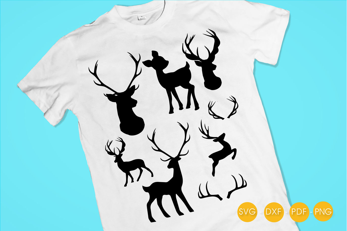Deer Silhouettes Svg Png Eps Dxf Cut File By Prettycuttables Thehungryjpeg Com