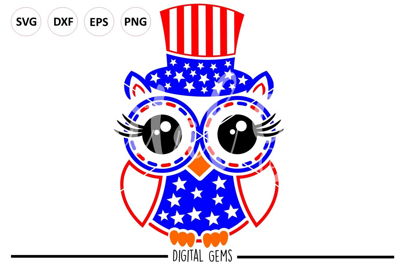 Owl July 4th SVG / DXF / EPS / PNG files By Digital Gems