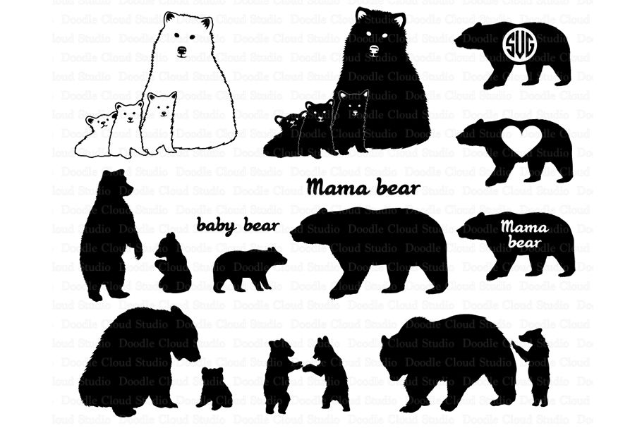 Bear SVG, Bear Family svg, Bears SVG files . By Doodle ...