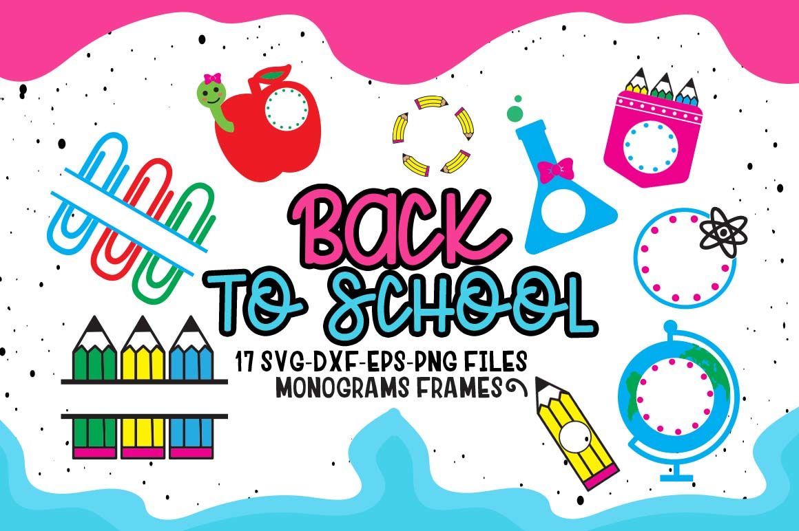 Back To School Monograms Frames Set 1st Day Of School By Cute Files Thehungryjpeg Com