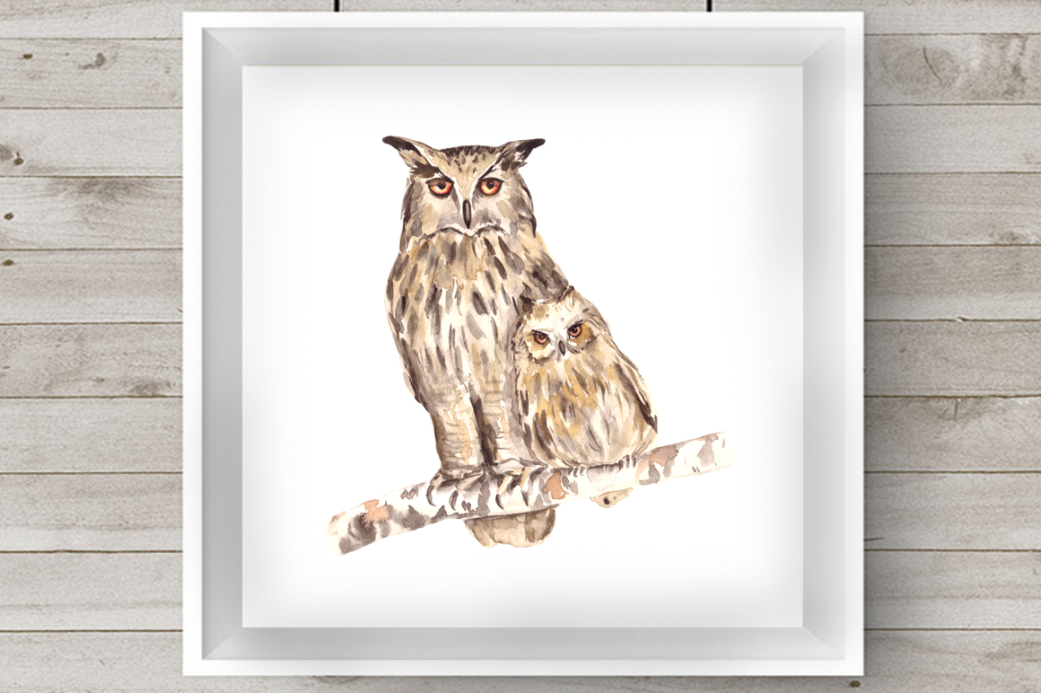 Watercolor Mother & Baby - Owls - Clip Art & Print By ...