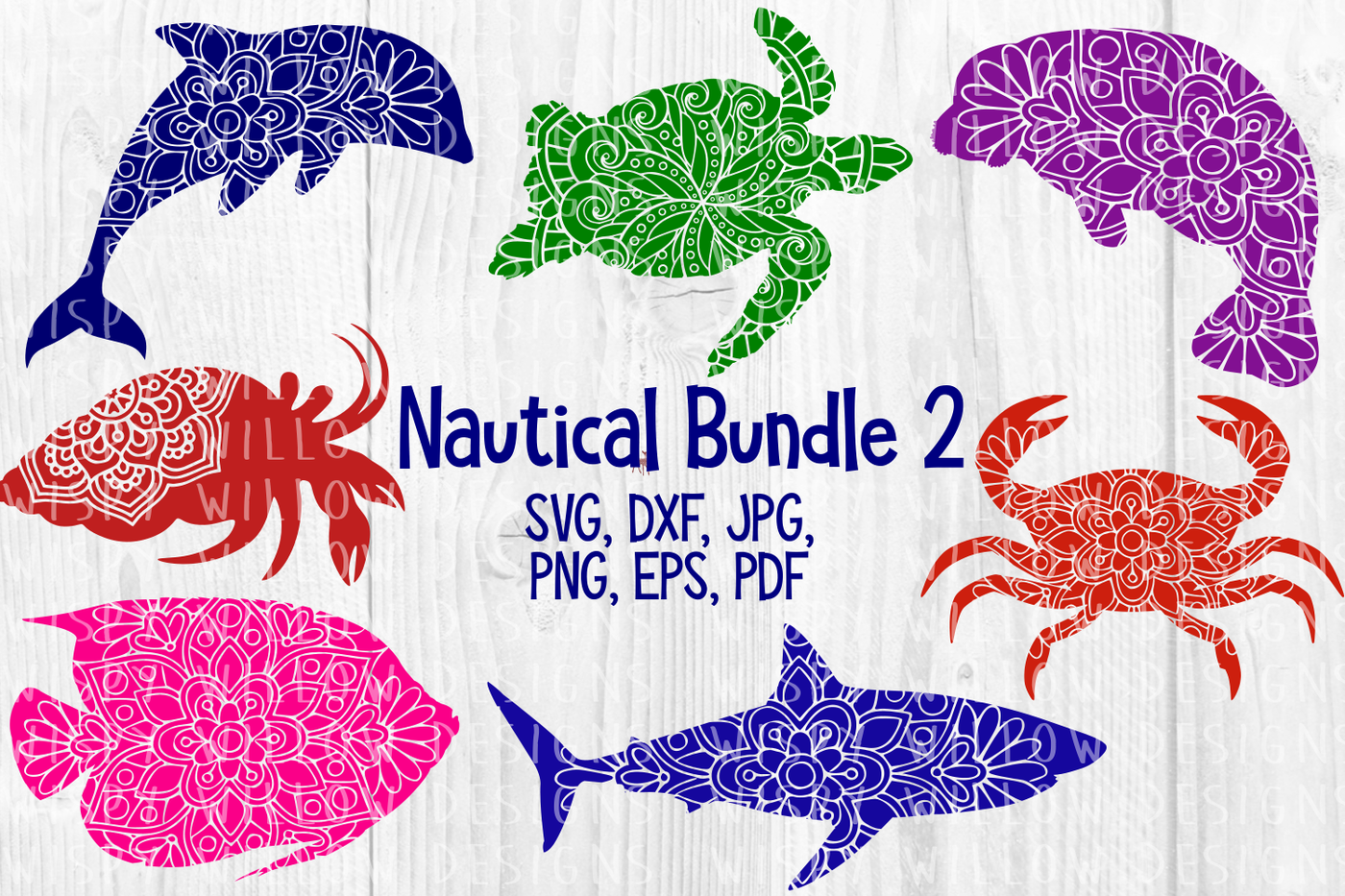 Download Nautical Mandala Svg Bundle 2 Dolphin Shark Turtle Manatee Crab By Wispy Willow Designs Thehungryjpeg Com PSD Mockup Templates