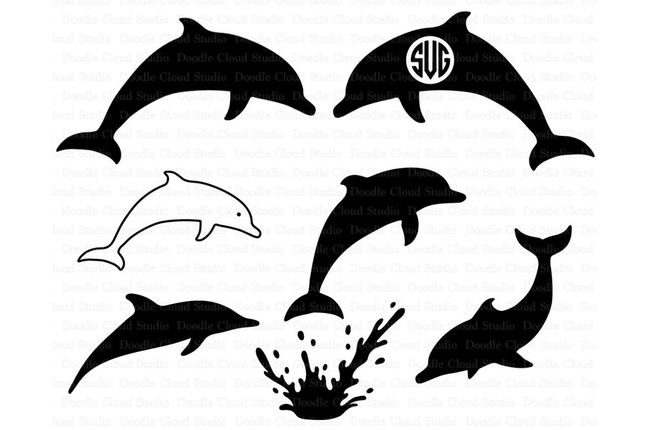 Download Dolphins SVG, Dolphin Monogram, Dolphin SVG files By Doodle Cloud Studio | TheHungryJPEG.com