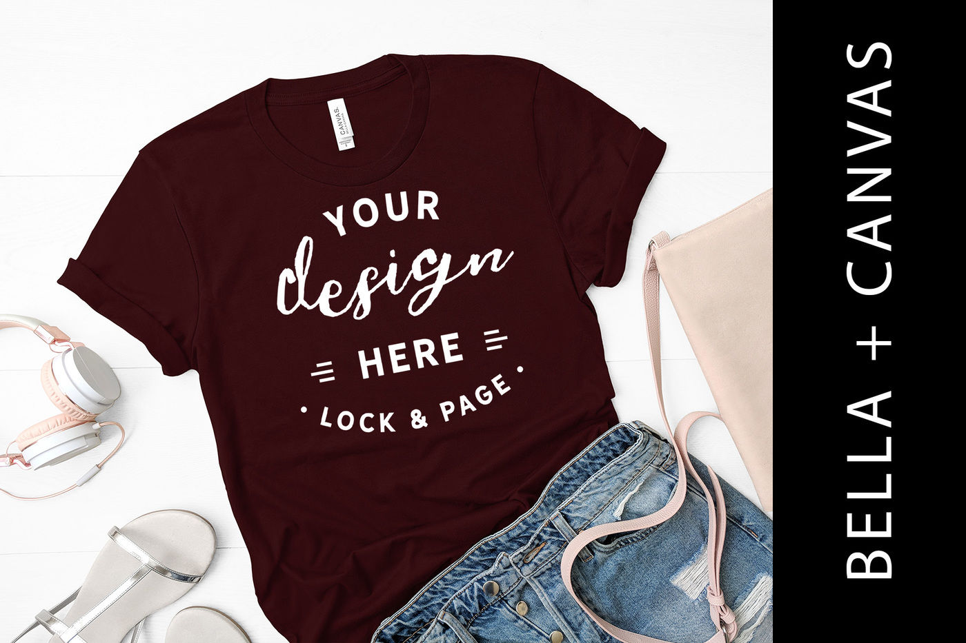 Download Oxblood Bella Canvas 3001 T Shirt Mockup By Lock And Page Thehungryjpeg Com