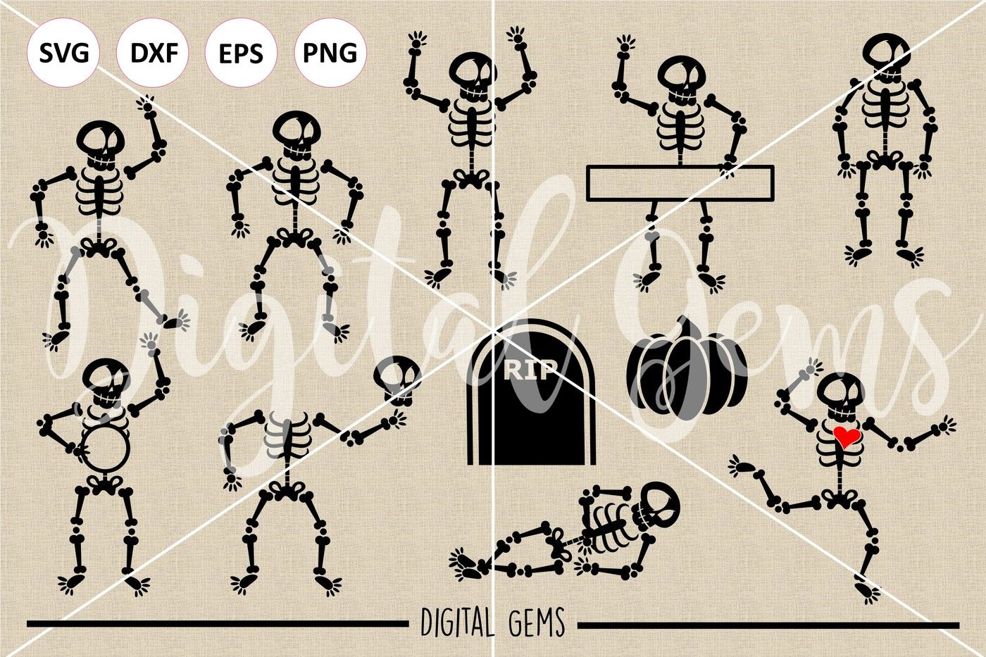 Skeletons By Digital Gems Thehungryjpeg Com