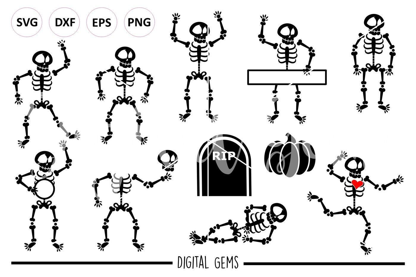 Skeletons By Digital Gems Thehungryjpeg Com