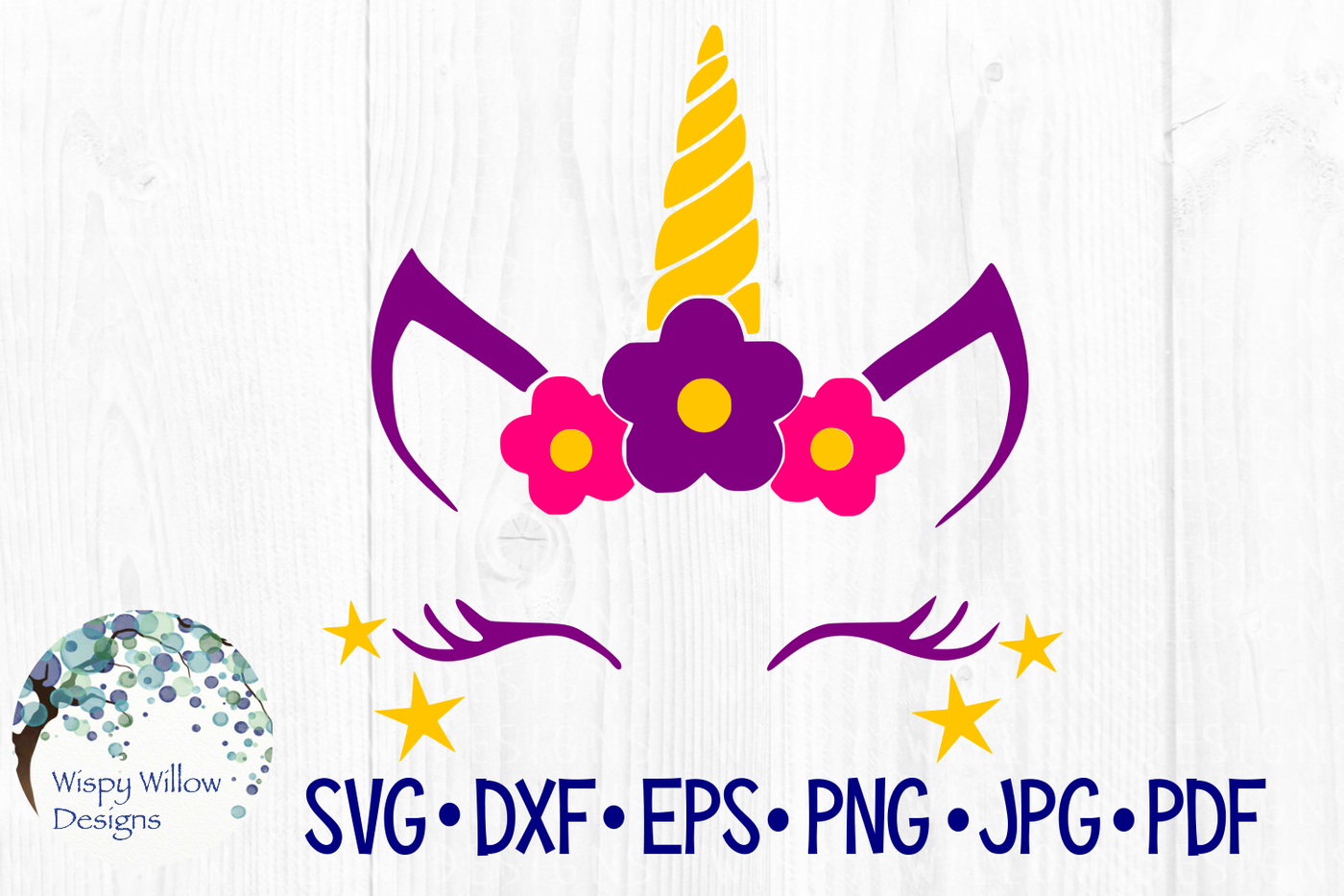 Girly Unicorn Face SVG/DXF/EPS/PNG/JPG/PDF By Wispy Willow Designs ...