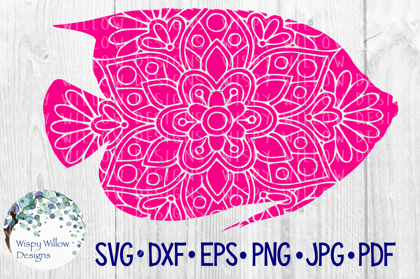 Download Fish Floral Mandala, Animal Zentangle SVG/DXF/EPS/PNG/JPG/PDF By Wispy Willow Designs ...