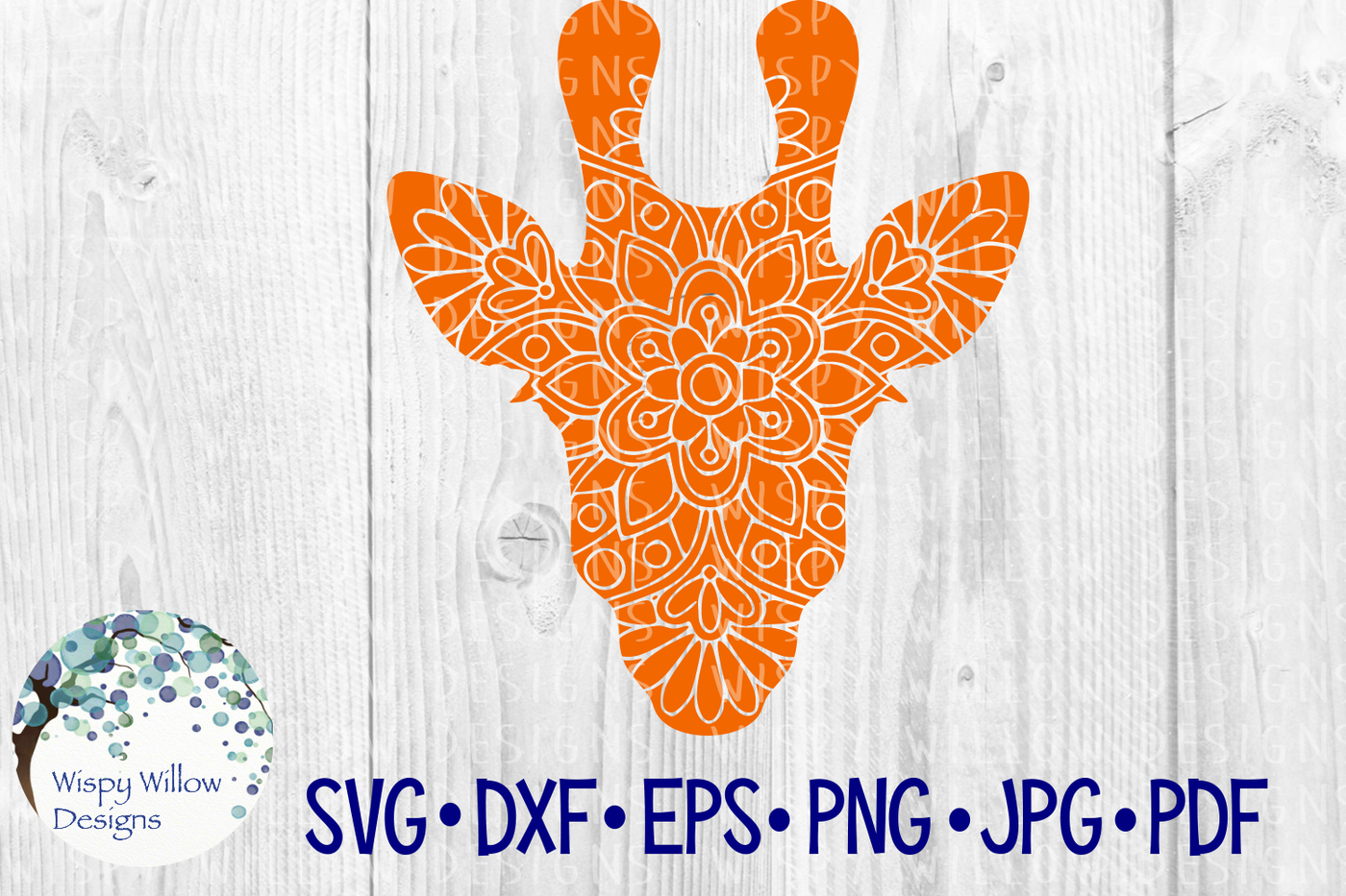 Giraffe Head Floral Mandala, Animal SVG/DXF/EPS/PNG/JPG/PDF By Wispy Willow Designs ...