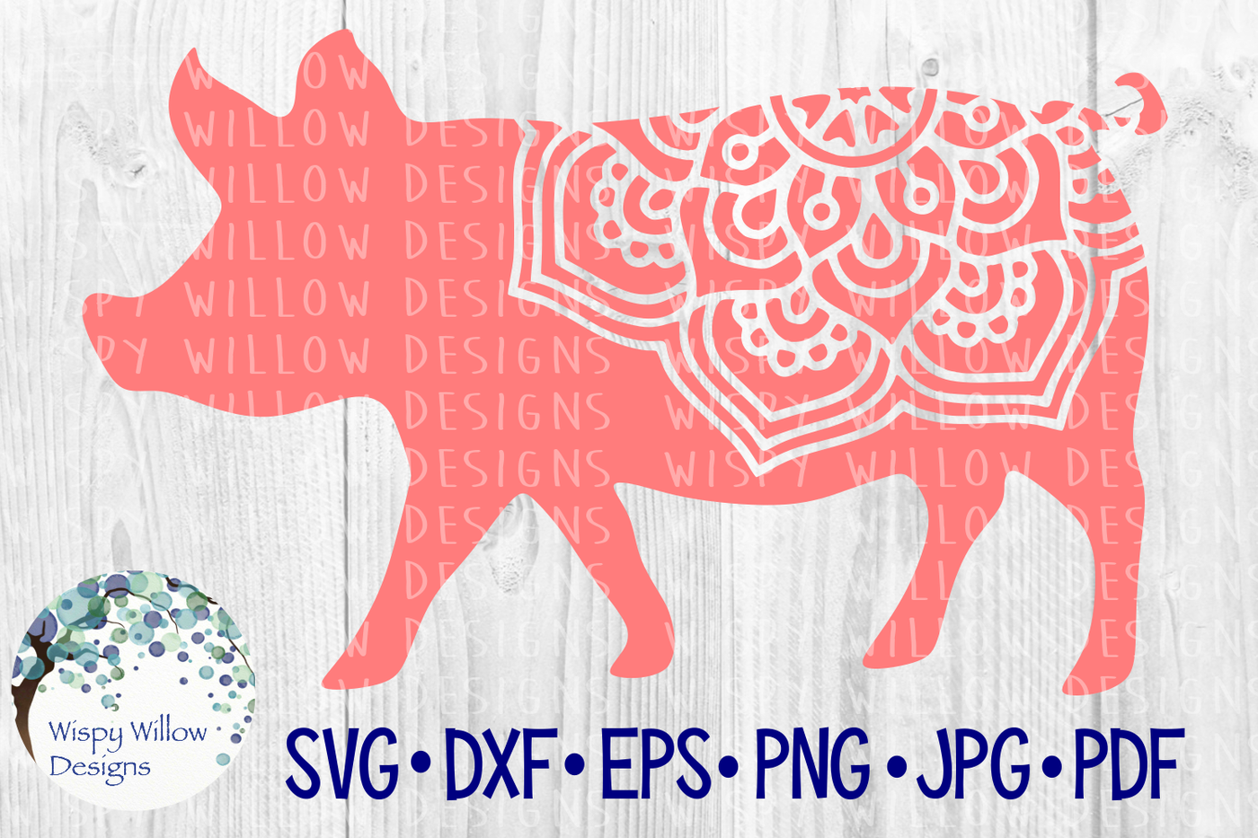 Pig Mandala Farm Animal Svg Dxf Eps Png Jpg Pdf By Wispy Willow Designs Thehungryjpeg Com