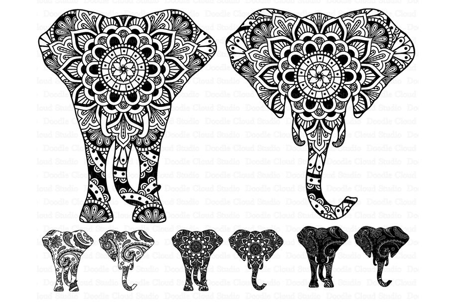 Download Elephant SVG, Elephant Head Mandala SVG files By Doodle ...