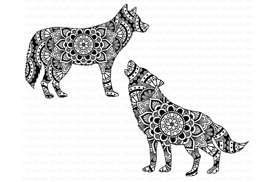 Download Mandala Wolf, Howling Wolf Mandala SVG files. By Doodle Cloud Studio | TheHungryJPEG.com