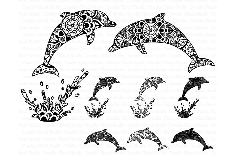 Dolphin Mandala SVG, Zentangle SVG, Mandala Dolphin SVG ...