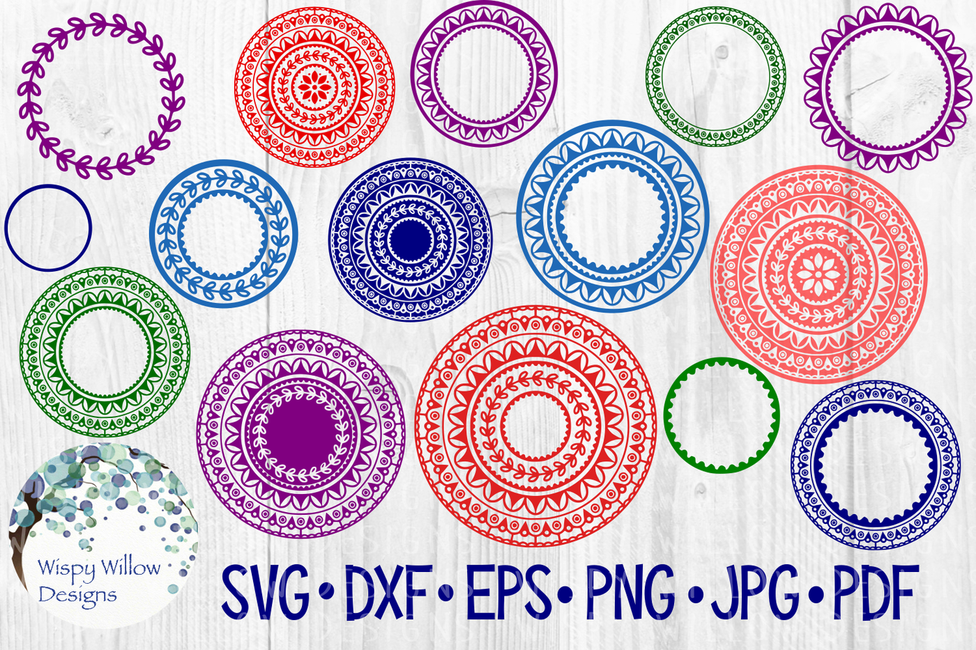 15 Mandala Bundle Name Monogram Circle Border Svg Dxf Eps Png Jpg By Wispy Willow Designs Thehungryjpeg Com