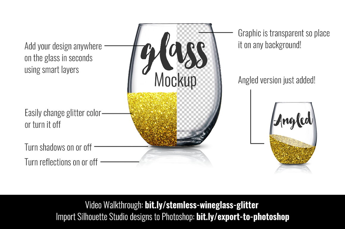 Download Stemless Wine Glass with Glitter Mockup PSD By sarahdesign | TheHungryJPEG.com