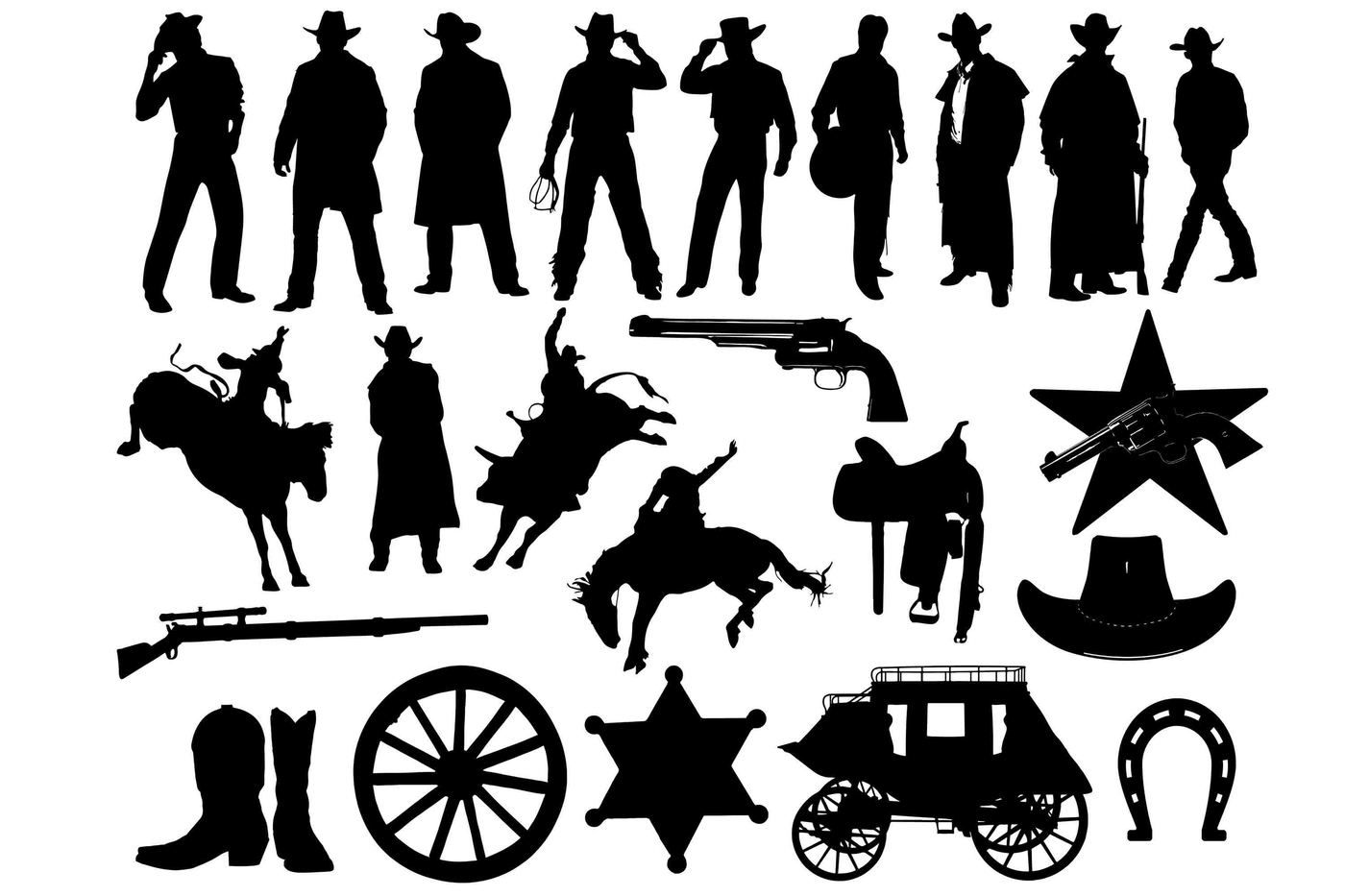 Download Cowboy Silhouettes By twelvepapers | TheHungryJPEG.com