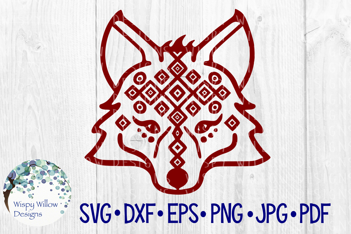 Tribal Fox Face Wolf Boho Svg Dxf Eps Png Jpg Pdf By Wispy Willow Designs Thehungryjpeg Com