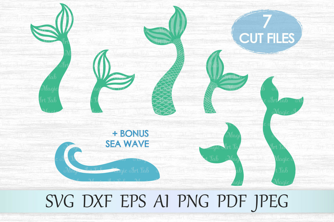 Mermaid tail SVG, DXF, EPS, AI, PNG, PDF, JPEG By ...